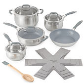 Denmark 10-piece Stainless Steel Cookware Set - Copper Accents - 20339991