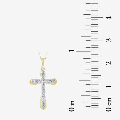 Womens / CT. T.W. Natural White Diamond 10K Gold Cross Pendant Necklace