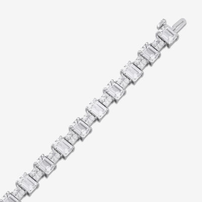 17 C.T. T.W Womens Lab Grown White Diamond 10K White Gold Tennis Bracelet