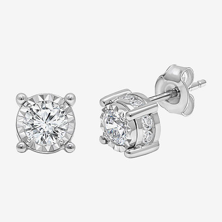 Tru Miracle 1 1/2 CT. T.W. Lab Grown White Diamond 10K Gold 6.7mm Round Stud Earrings, One Size, White -  TRUMIRACLE, 27114570034
