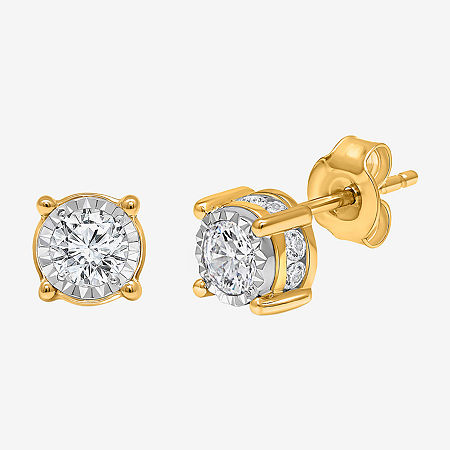 Tru Miracle 1 CT. T.W. Lab Grown White Diamond 10K Gold 6.8mm Round Stud Earrings, One Size, Yellow