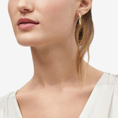 Made in Italy Womens 14K Gold 33.5mm Curved Hoop Earrings