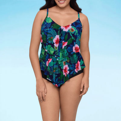 Trimshaper Ronnie Tankini Swimsuit Top, Color: Jungle Oasis JCPenney