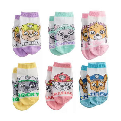 Toddler Girls Multi-Pack 6 Pair Paw Patrol Quarter Ankle Socks