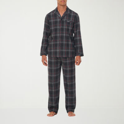 Residence Mens Flannel Long Sleeve 2-pc. Pajama Sets