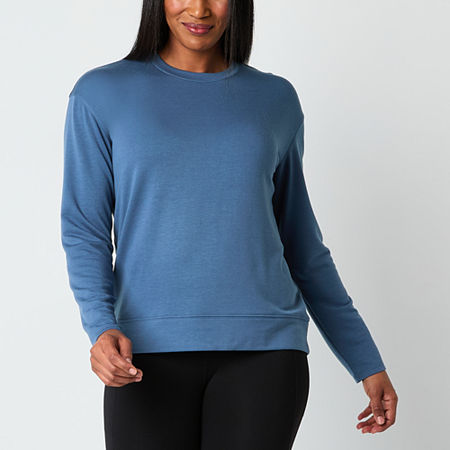 Xersion Womens Soft French Terry Crew Neck Long Sleeve Sweatshirt, Xx-large, Blue