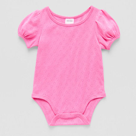 Okie Dokie Baby Girls Round Neck Short Sleeve Bodysuit, 9 Months, Pink