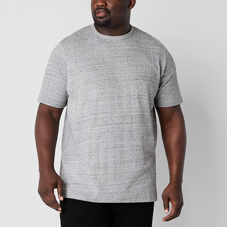 Shaquille O'Neal XLG Ribbed Dropneedle Mens Crew Neck Short Sleeve Big and Tall T-Shirt, 4x-large, Gray