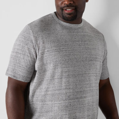 Shaquille O'Neal XLG Ribbed Dropneedle Big and Tall Mens Crew Neck Short Sleeve T-Shirt