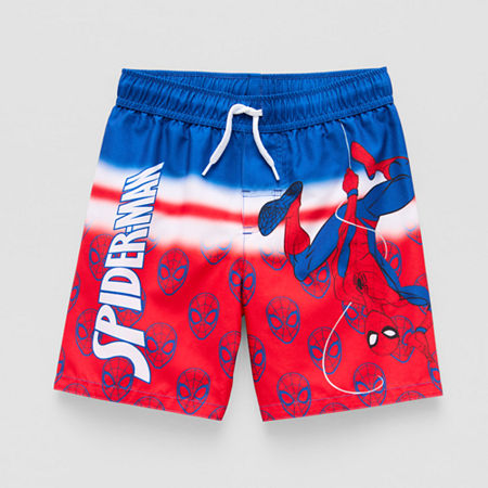 Disney Collection Little & Big Boys Spiderman Swim Trunks, 3, Red