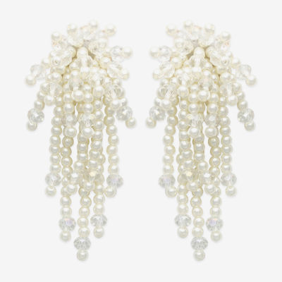 Bijoux Bar Womens Simulated Pearl Drop Earrings