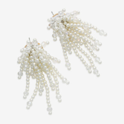 Bijoux Bar Womens Simulated Pearl Drop Earrings