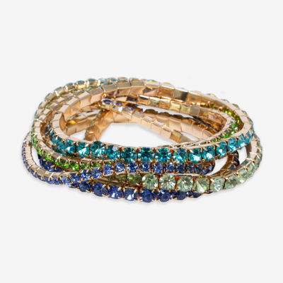 Bijoux Bar Gold Tone Womens 7-pc. Multi Color Glass Bracelet Set