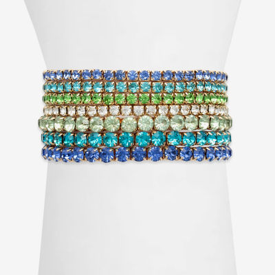 Bijoux Bar Gold Tone Womens 7-pc. Multi Color Glass Bracelet Set