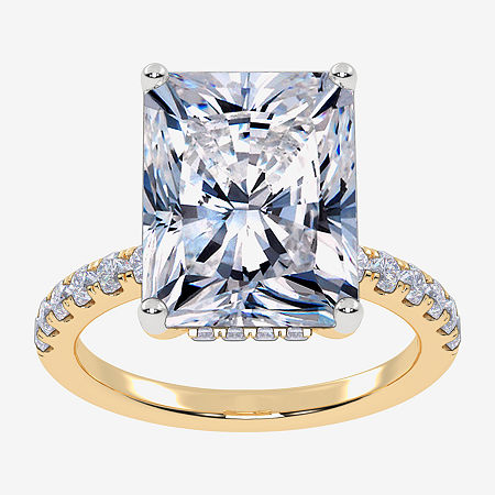 Modern Bride (f-g /vs2-si1) Womens 2 1/4 Ct. T.w. Lab Grown White Diamond 14k Gold Rectangular Side Stone Engagem In Brown