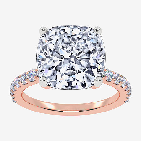 Modern Bride (f-g /vs2-si1) Womens 3 1/2 Ct. T.w Lab Grown White Diamond 14k Gold Cushion Side Stone Engagement R In Pink