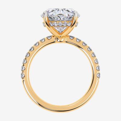 (F-G /Vs2-Si1) Womens 8 1/2 Ct. T.W. Lab Grown White Diamond 14K Gold Oval Side Stone Engagement Ring