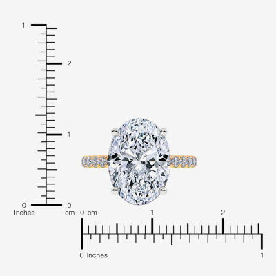 (F-G /Vs2-Si1) Womens 8 1/2 Ct. T.W. Lab Grown White Diamond 14K Gold Oval Side Stone Engagement Ring