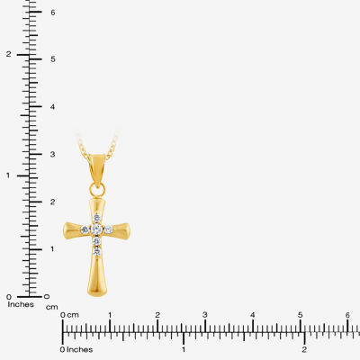 Cross (F/Vs2) Womens 1/4 CT. T.W. Lab Grown White Diamond 14K Gold Over Silver Cross 18 Inch Pendant Necklace