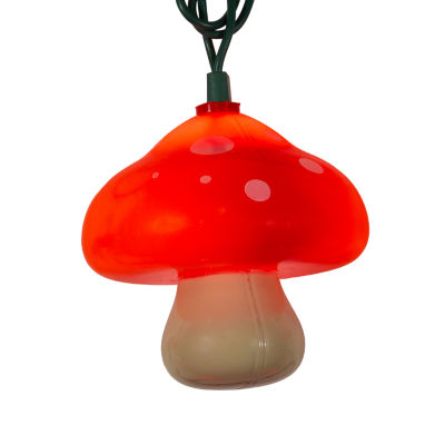 Kurt Adler 12' 10-Light Mushroom With Green Wire String Lights