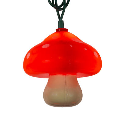 Kurt Adler 12' 10-Light Mushroom With Green Wire String Lights