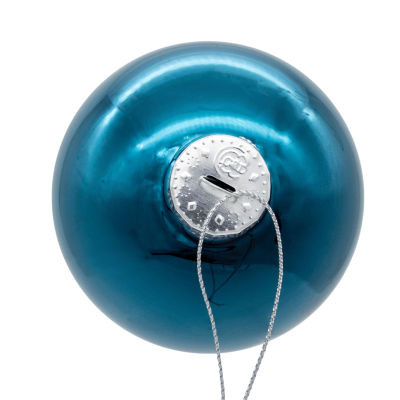 Kurt Adler 80mm Glass Shiny Teal Ball 6-pc. Christmas Ornament