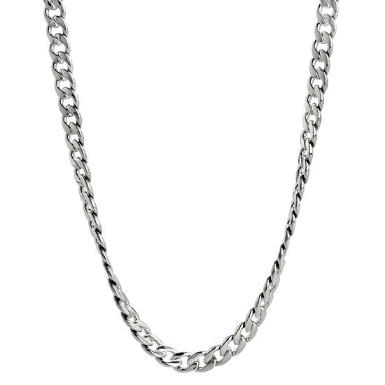 Stainless Steel 30 Inch Solid Curb Chain Necklace
