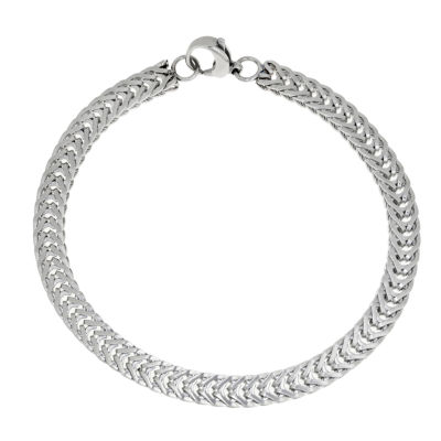 Mens Stainless Steel 8 1/2 Inch Solid Herringbone Chain Bracelet