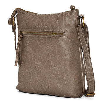 Stone Mountain Washed Leather Crossbody Bag, Color: Grayblack - JCPenney