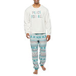 North Pole Trading Co. Nordic Fairisle Mens Round Neck Long Sleeve 2-pc. Pant Pajama Set
