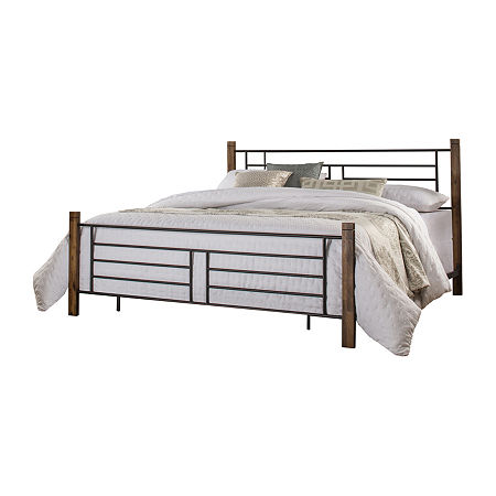 Raymond Metal Bed With Wood Posts, One Size, Black