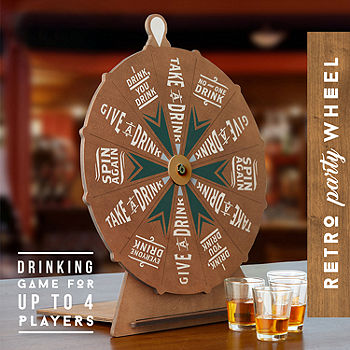 Hammer & Axe Vintage Drinking Wheel Game with 4 Shot Glasses