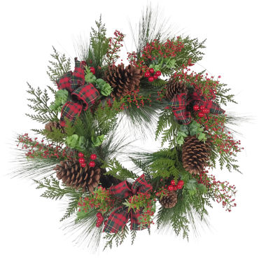 Kurt Adler Berries And Pinecone Rattan Indoor Christmas Wreath