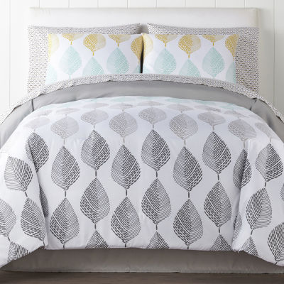 Home Expressions Texture Leaves Complete Bedding Set With Sheets
