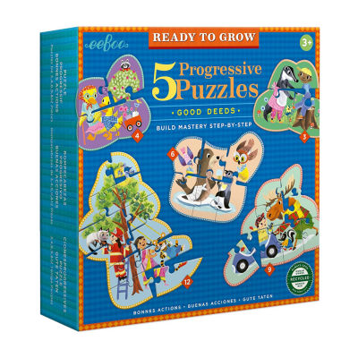 Eeboo Ready To Grow - Together Time Progressive Puzzles Set Of 5  Multi 34-pc. Puzzle