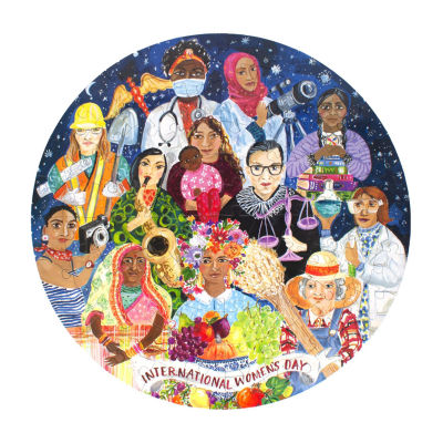 Eeboo International Women'S Day 100 Piece Round 23" 100-pc. Puzzle