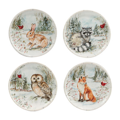 Certified International Winter's Walk 4-pc. Earthenware Dessert Plate