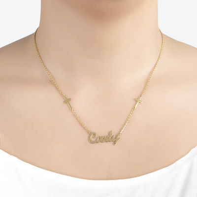 Womens 14K Gold Over Silver Name Necklace