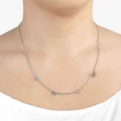 Womens Sterling Silver 18 Inch Name Necklace