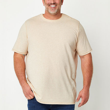 St. John's Bay Big And Tall Mens Crew Neck Short Sleeve Easy-on + Easy-off Adaptive Moisture Wicking T-Shirt, 1x-large Tall, Beige