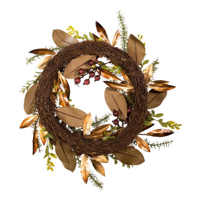 Kurt Adler Berries And Pinecone Burgundy Indoor Christmas Wreath