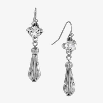 1928 Silver Tone Crystal Drop Earrings