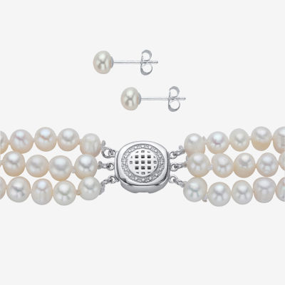 White Cultured Freshwater Pearl Sterling Silver -pc. Jewelry Set