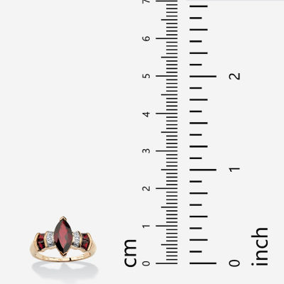 Womens Diamond Accent Genuine Red Garnet 10K Gold Marquise Cocktail Ring