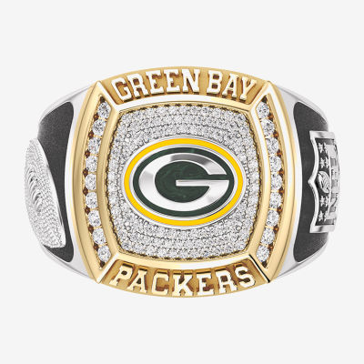 True Fans Fine Jewelry Green Bay Packers Mens 1/2 CT. T.W. Natural White Diamond 10K Two Tone Gold Fashion Ring