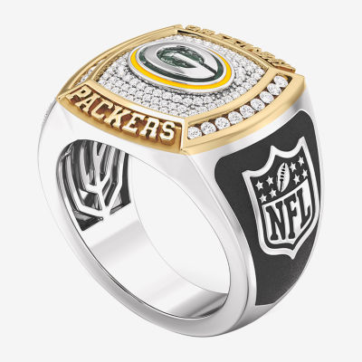 True Fans Fine Jewelry Green Bay Packers Mens 1/2 CT. T.W. Natural White Diamond 10K Two Tone Gold Fashion Ring