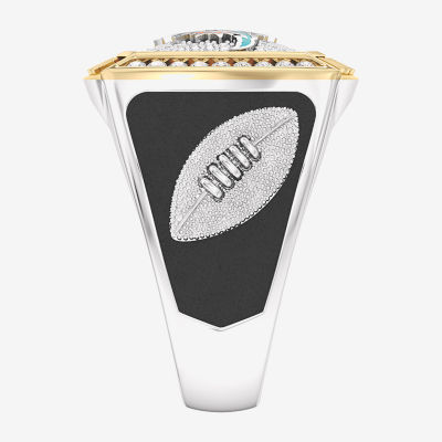 True Fans Fine Jewelry Miami Dolphins Mens 1/2 CT. T.W. Mined White Diamond 10K Two Tone Gold Fashion Ring