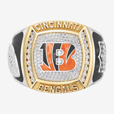 True Fans Fine Jewelry Cincinnati Bengals Mens 1/2 CT. T.W. Natural White Diamond 10K Two Tone Gold Fashion Ring