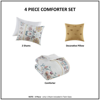 Madison Park Chloe Floral 4-pc. Midweight Comforter Set