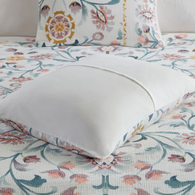 Laura Ashley Chloe 2-Piece Blue Floral Cotton Twin Comforter Set